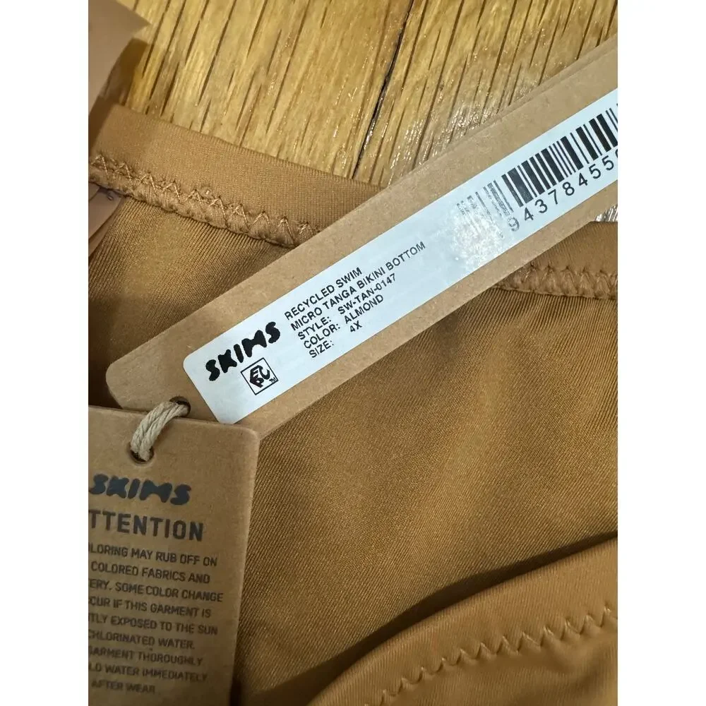 Skims size 4X RECYCLED SWIM MICRO TANGA BIKINI BOTTOM SW-TAN-0147 Almond NWT